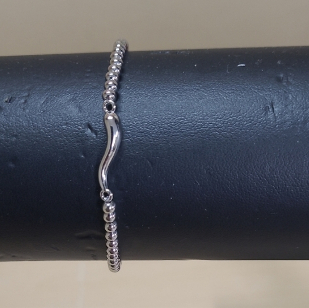 Italian Pepper/Horn Stainless Steel Beaded Bracelet NWT